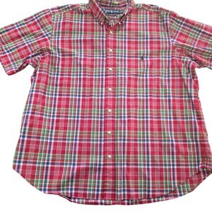 Ralph Lauren Classic Fit Mens 2XB Big Plaid Short Sleeve Button Down Shirt Red